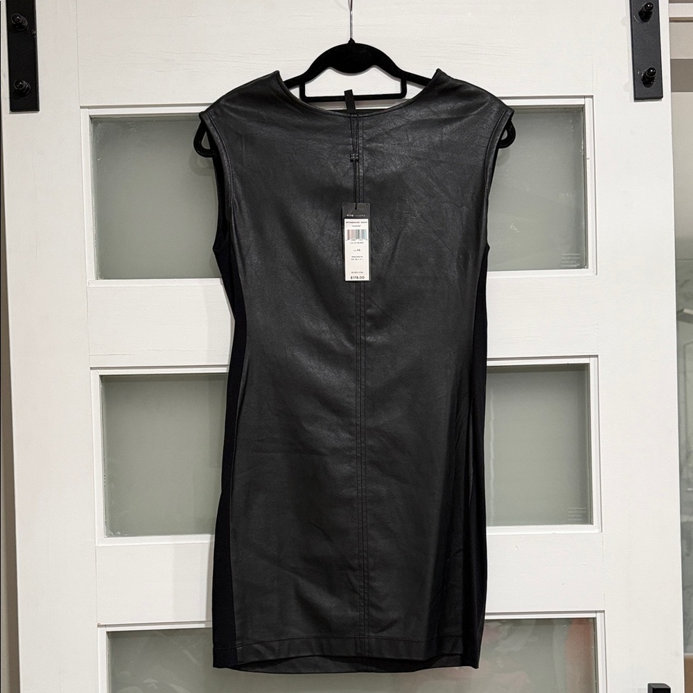 BCBGMaxAzria Black Faux Leather Mini Dress